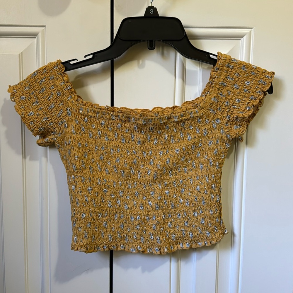 Abercrombie & Fitch Yellow Floral Crop Top
